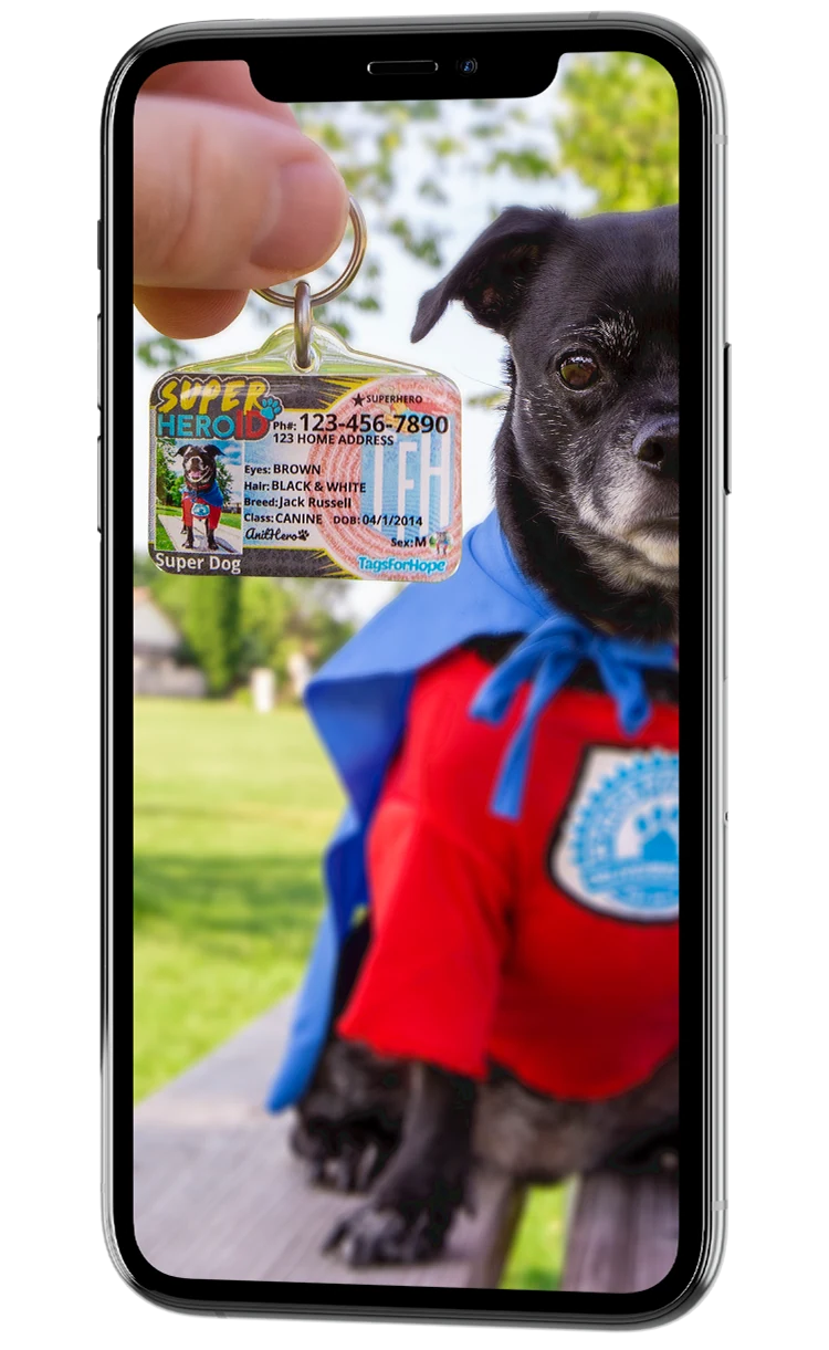 Phone showing a Tags For Hope video ad