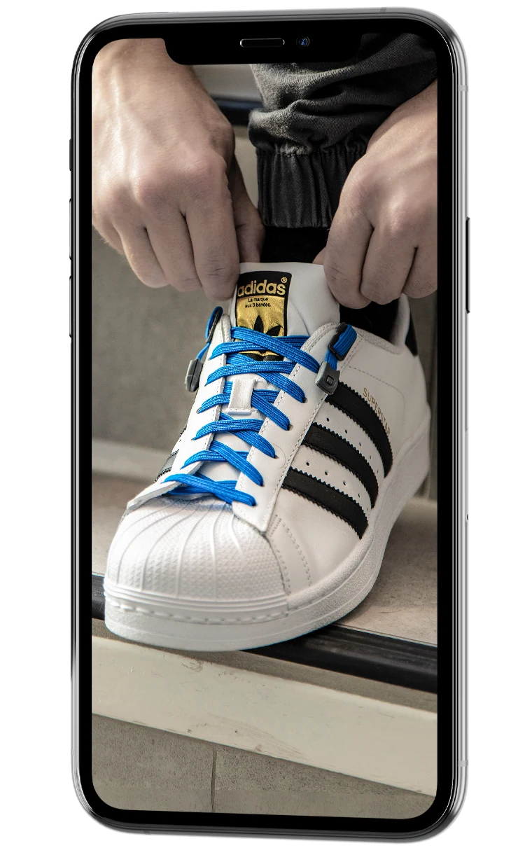 Phone showing an Xpand lacing system video ad